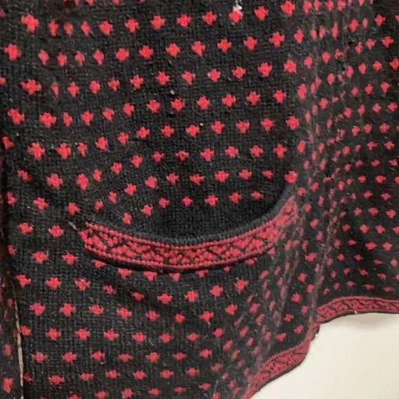 Pure & simple  100% lambswool black red full zip hooded cardigan sweater jacket - Picture 5 of 6